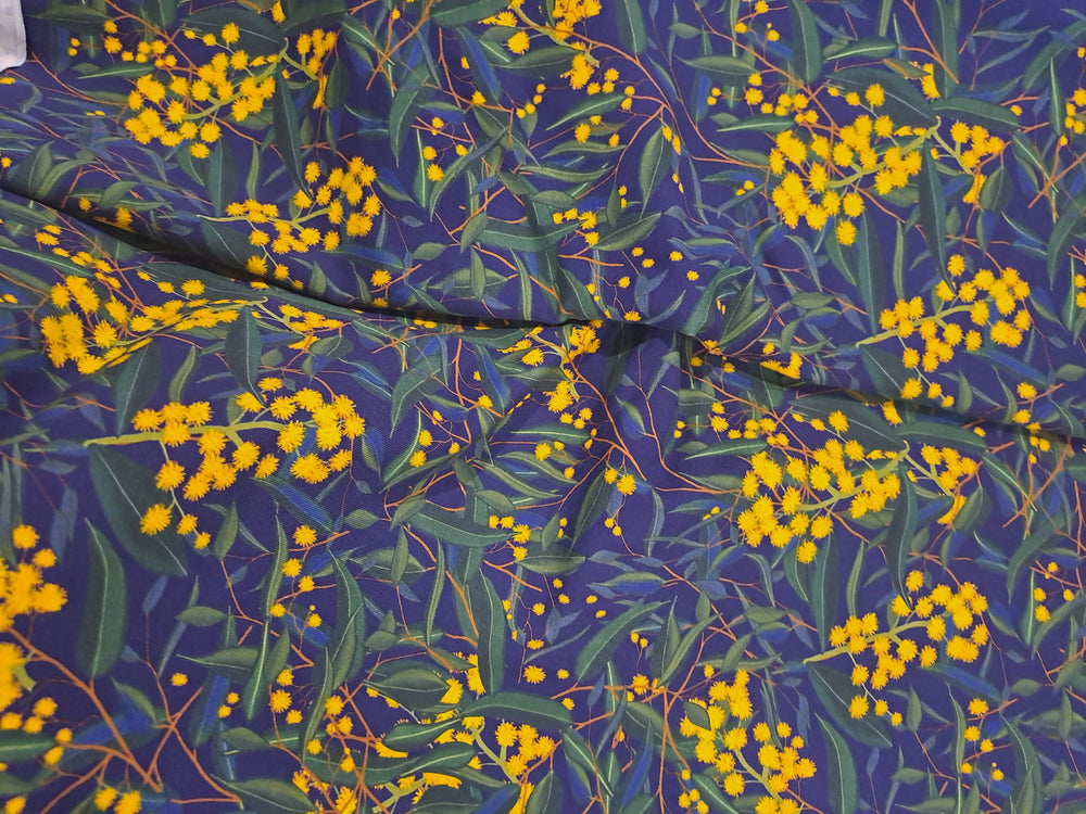 Etched Wattle Navy 220gsm Cotton Lycra