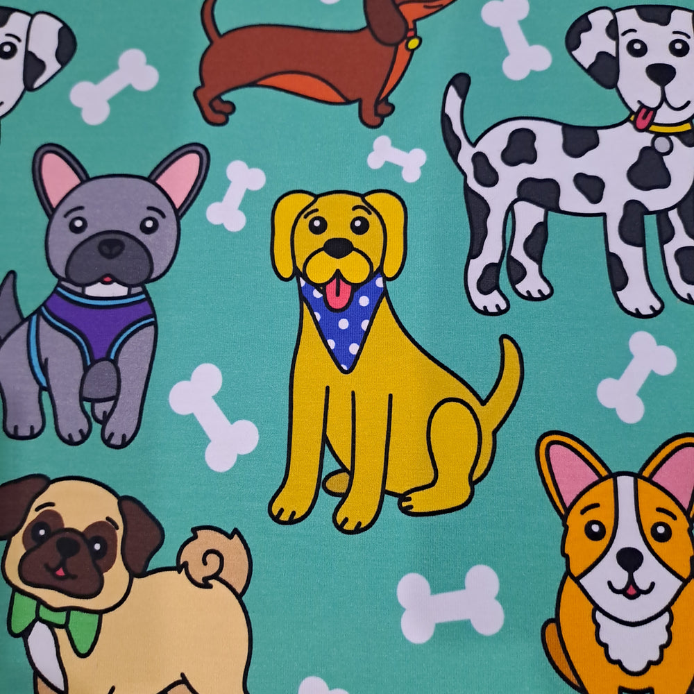 Fabric Mama Walkies Dog 220gsm Cotton Lycra