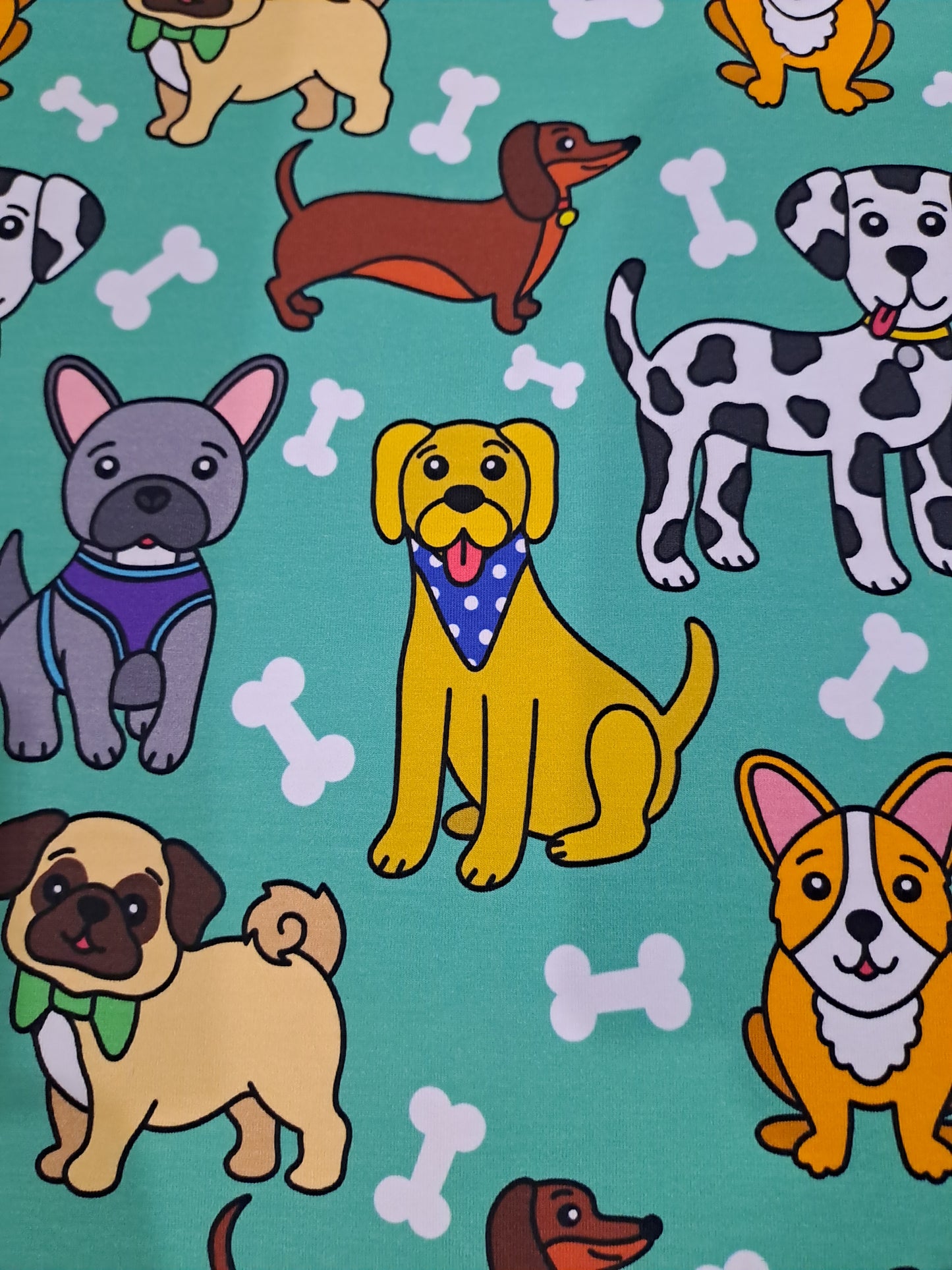 Fabric Mama Walkies Dog 220gsm Cotton Lycra