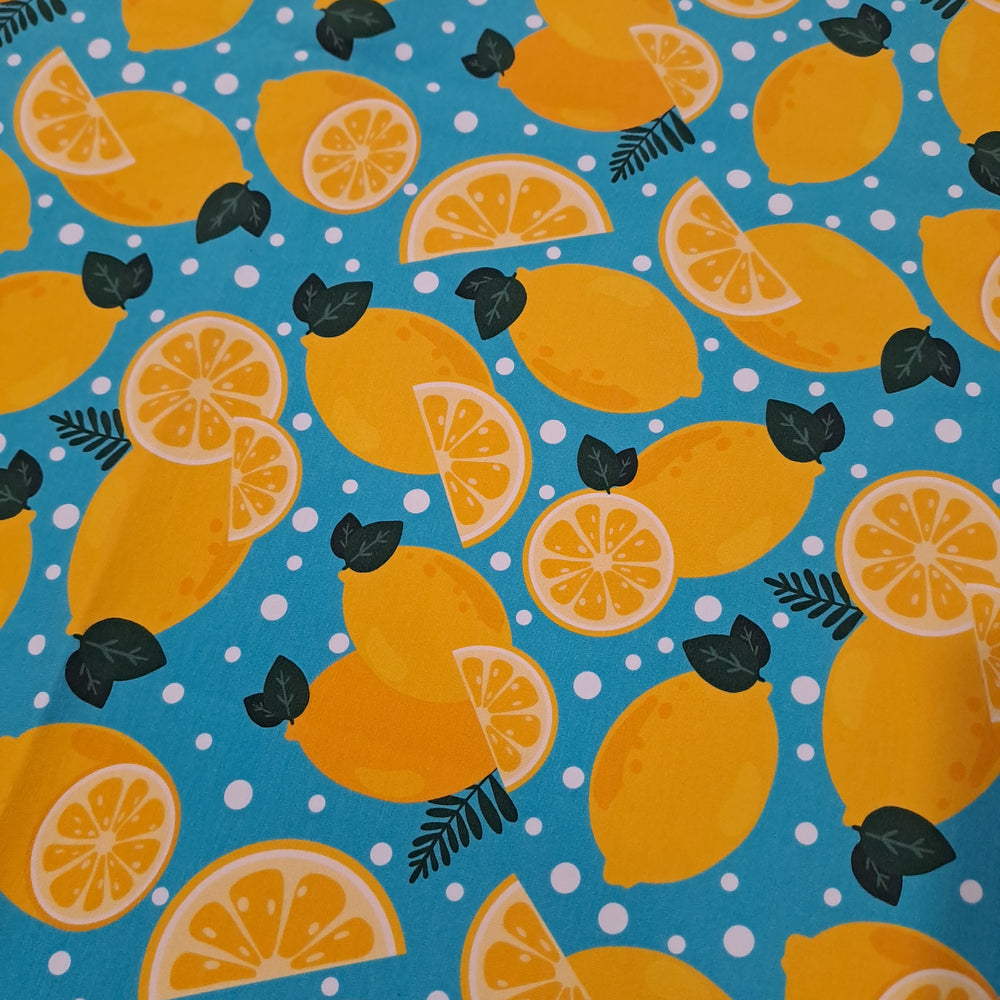 Fabric Mama Lemons 220gsm Cotton Lycra