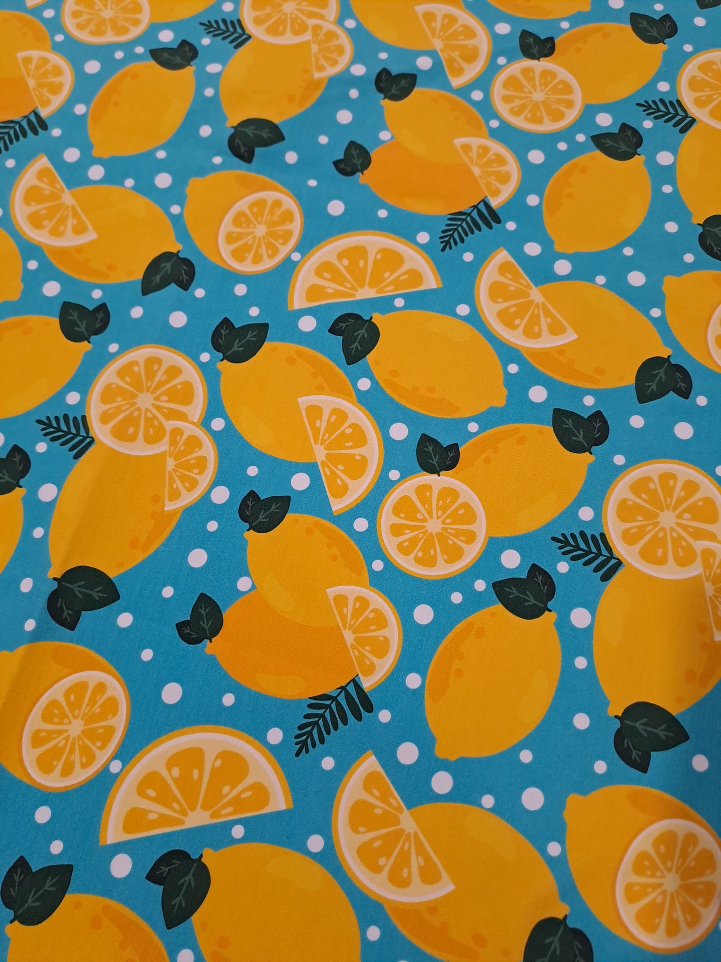 Fabric Mama Lemons 220gsm Cotton Lycra