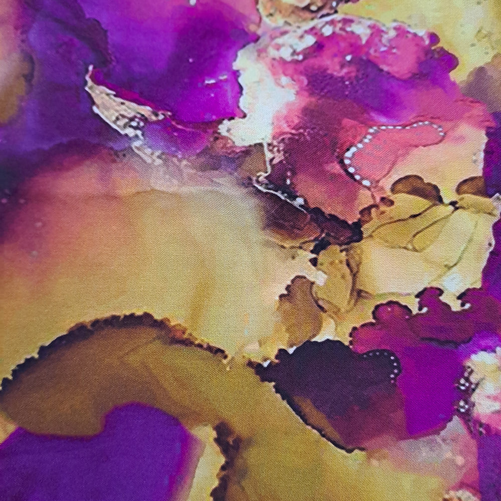 Kwaint Purple Gold Splatter Rayon 140gsm
