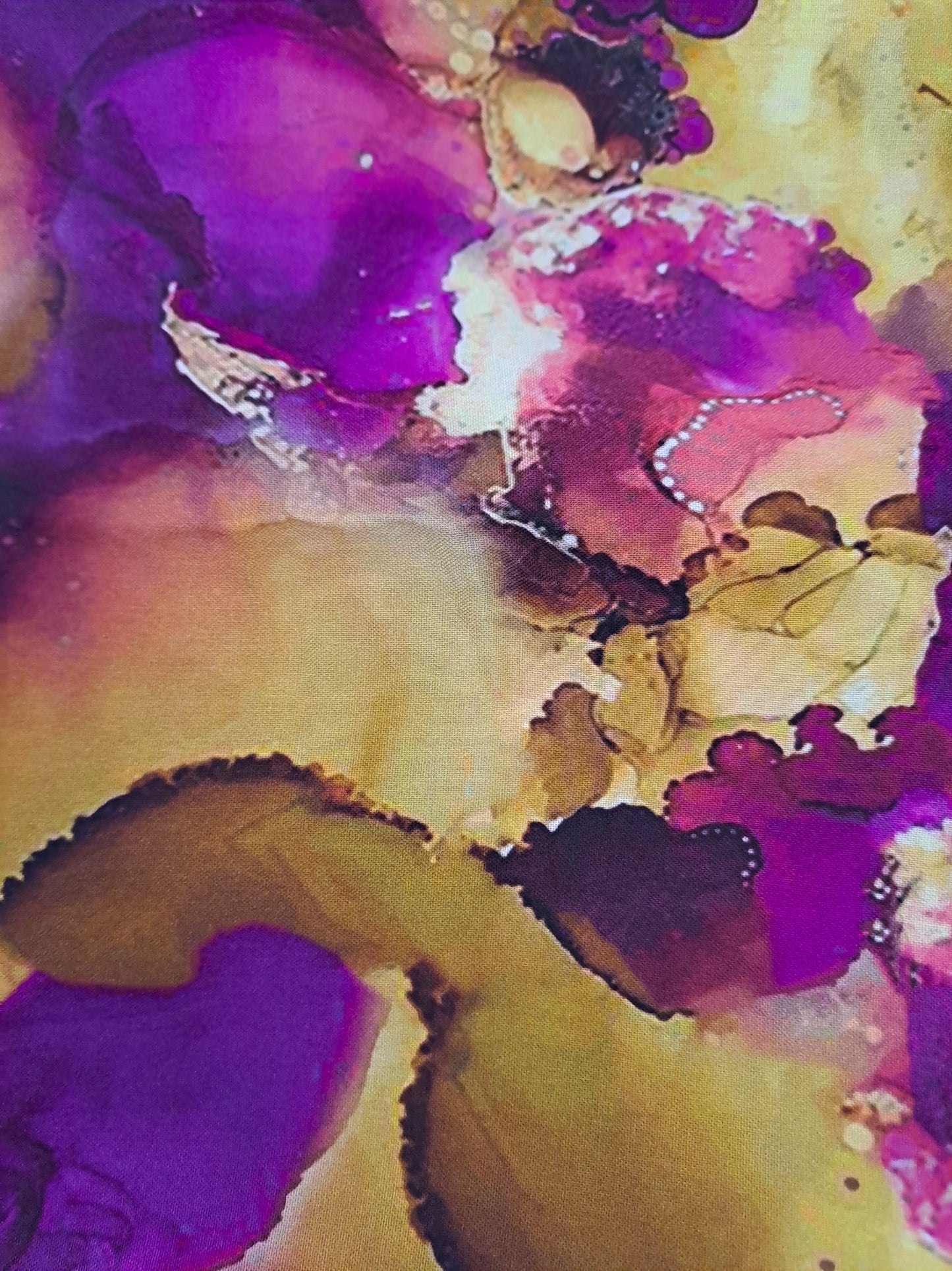 Kwaint Purple Gold Splatter Rayon 140gsm