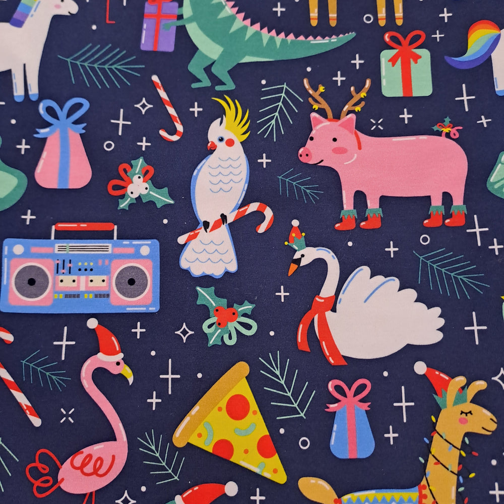 Kwaint Christmas Dinosaur Jumble 220gsm Cotton Lycra