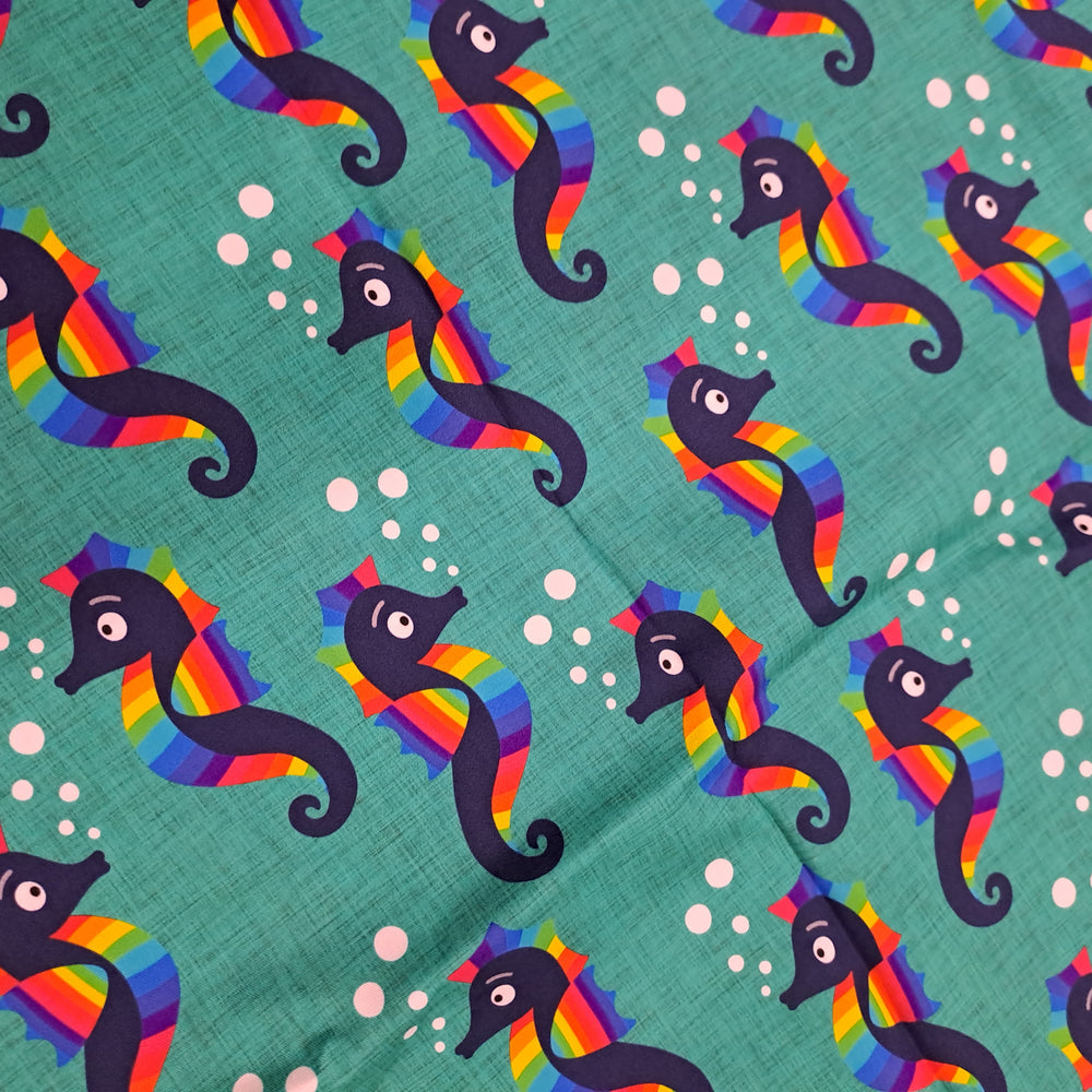 Fabric Mama Seahorsing Around 150gsm Twill