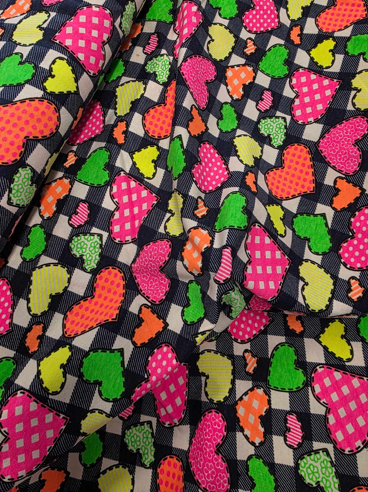 Euroknit Fluro Hearts Check Jersey 220gsm