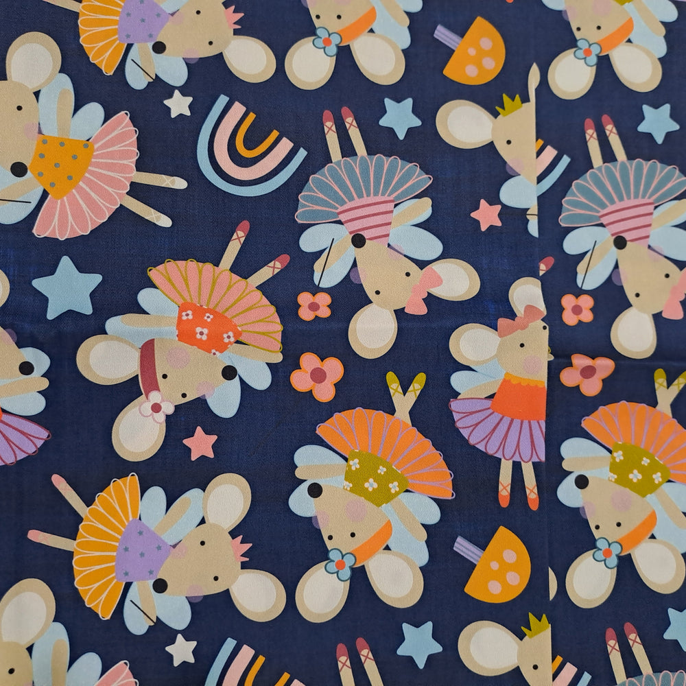 Fabric Mama Ballerina Mouse 150gsm Twill