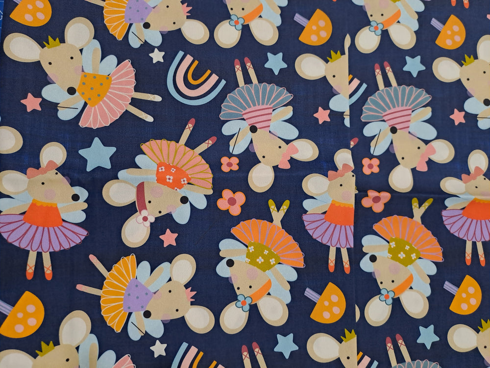 Fabric Mama Ballerina Mouse 150gsm Twill