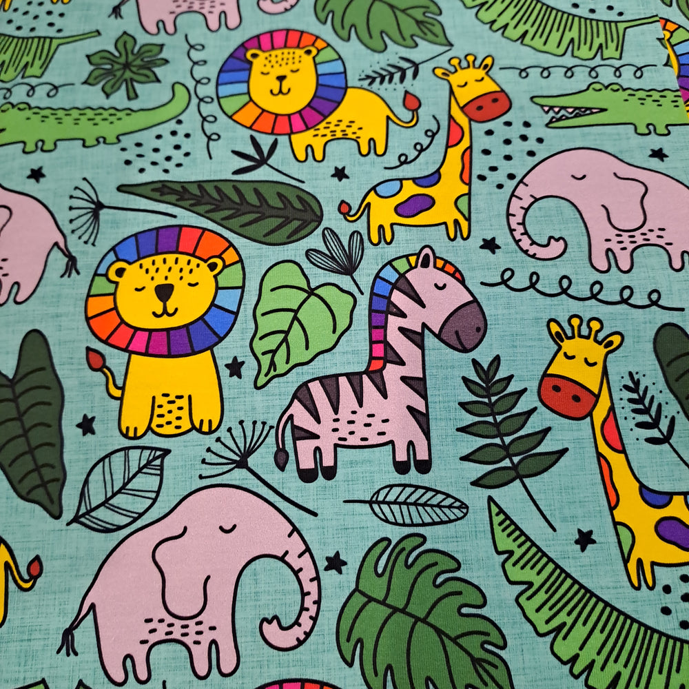Fabric Mama Animal Jungle 220gsm Cotton Lycra