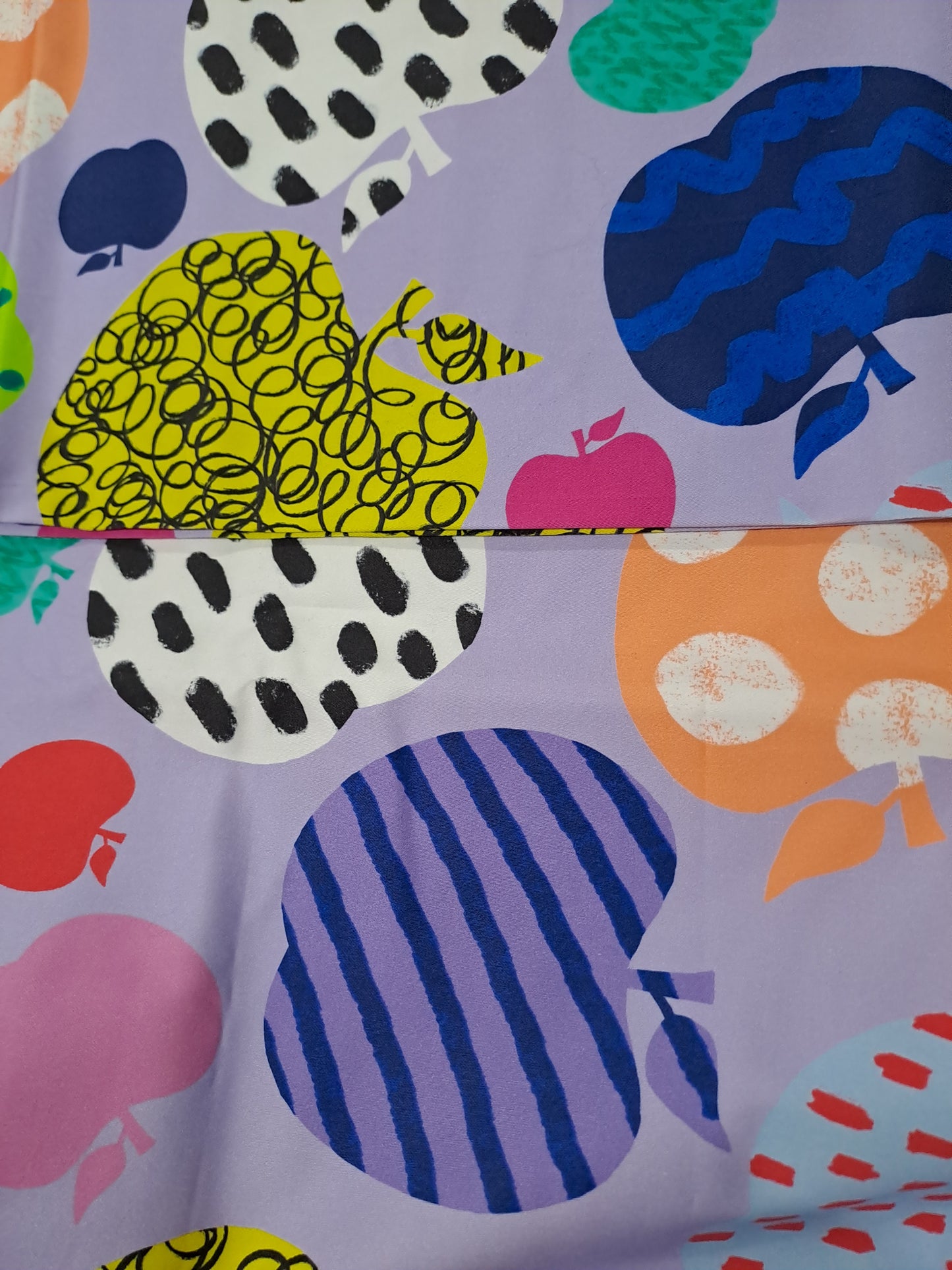Deb McNaughton Apples Stretch Cotton Woven 145gsm