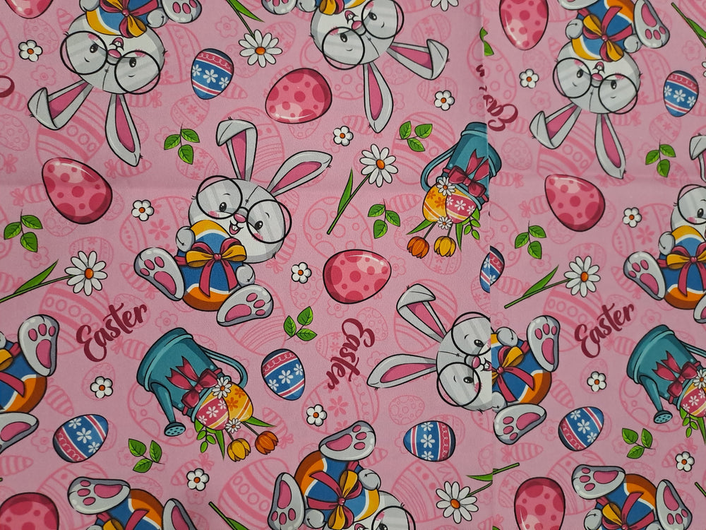 Kwaint Easter Bunnies Pink 150gsm Twill