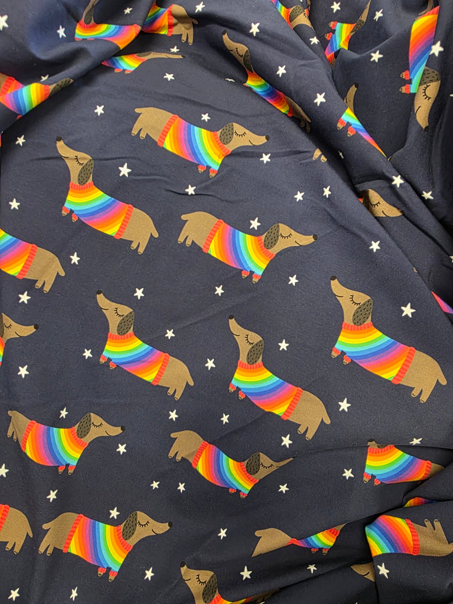 Fabric Mama Dachshunds Navy Organic Cotton Lycra