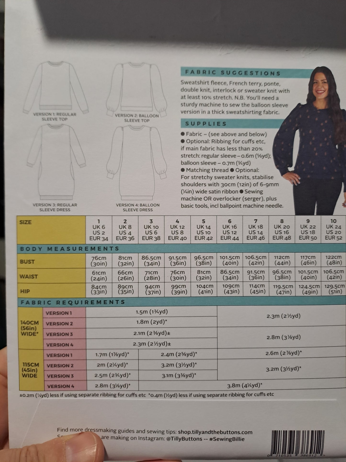 Billie by Tilly and the Buttons old sizing