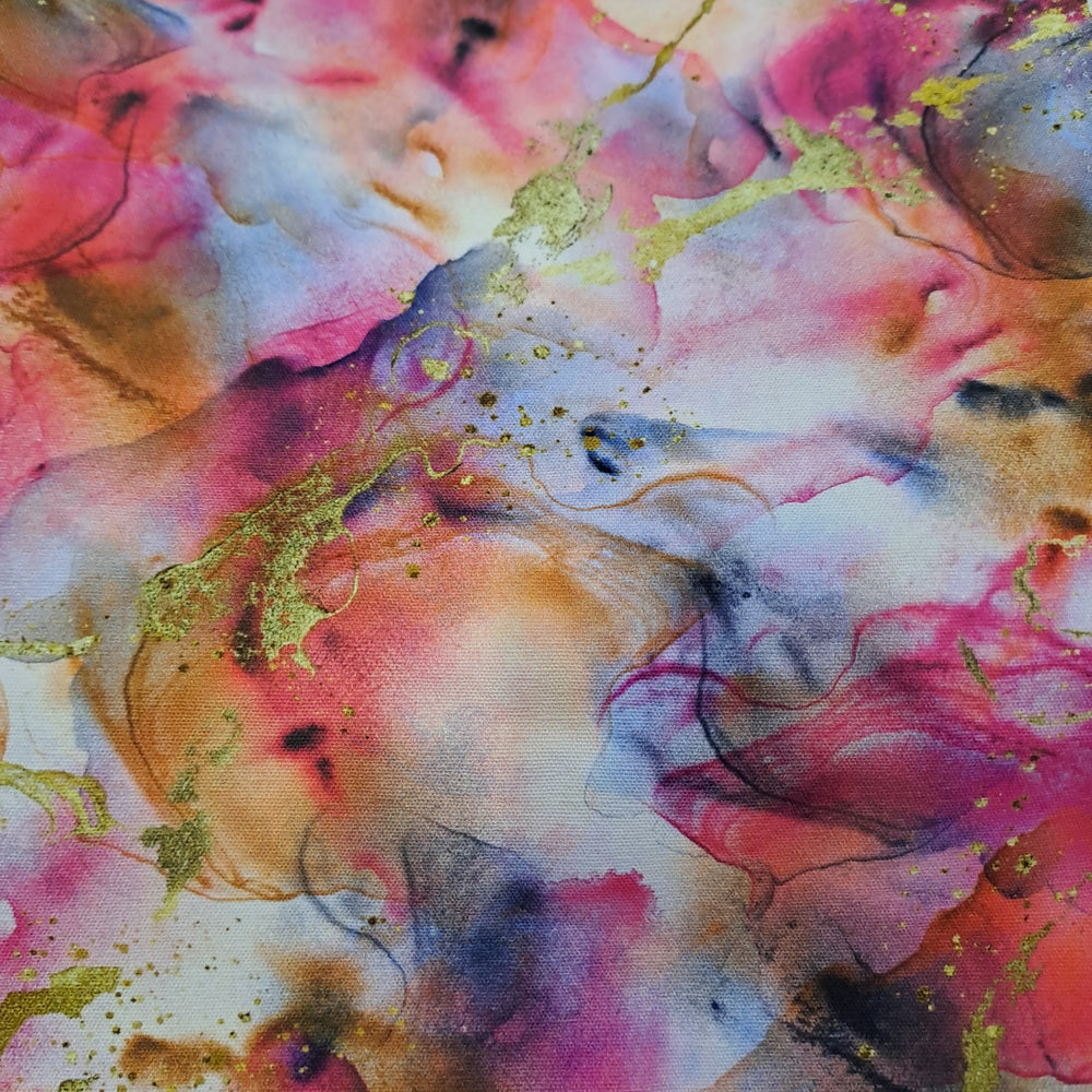 Kwaint Red Swirls With Gold Canvas 250gsm