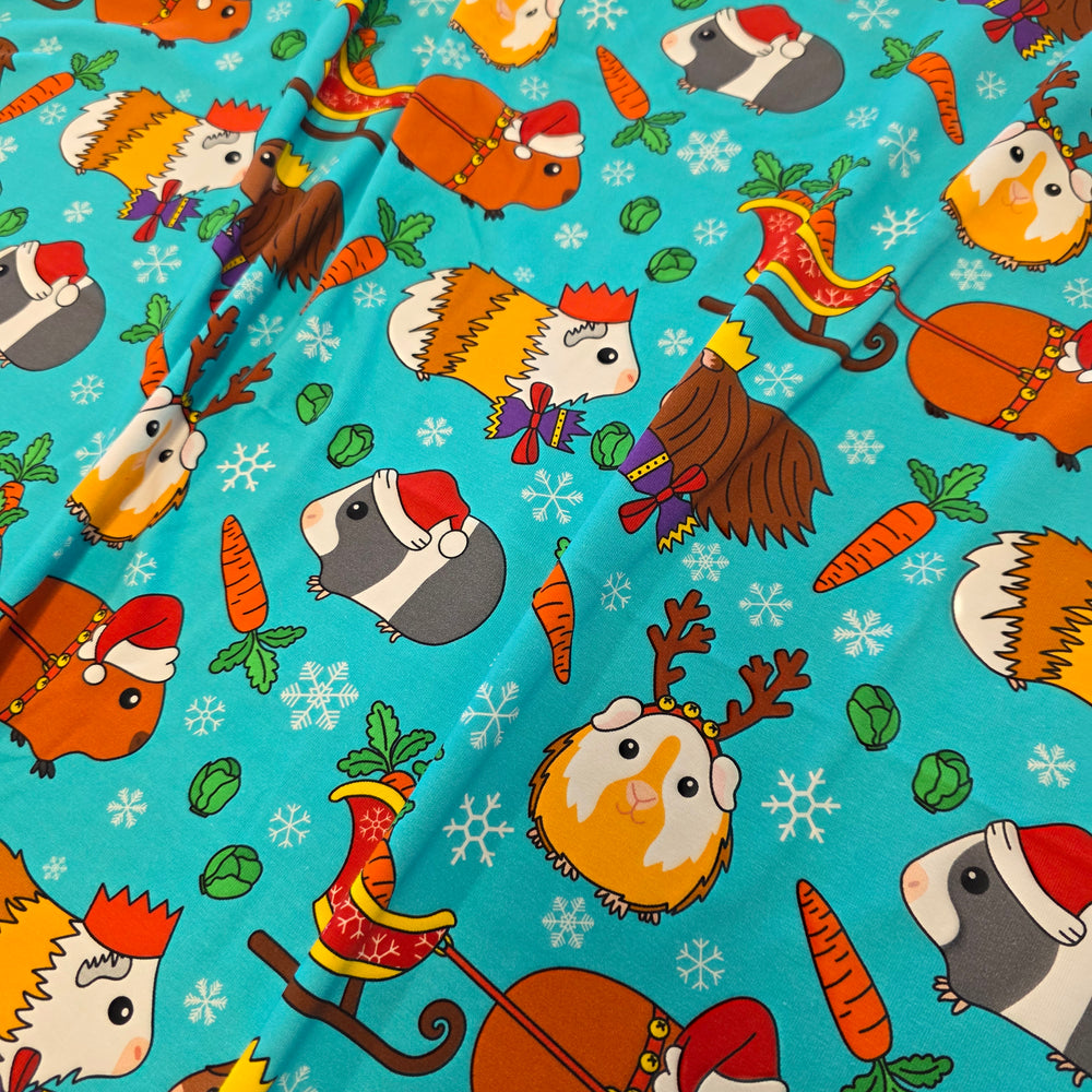 Fabric Mama Christmas Guinea Pigs Organic Cotton Lycra