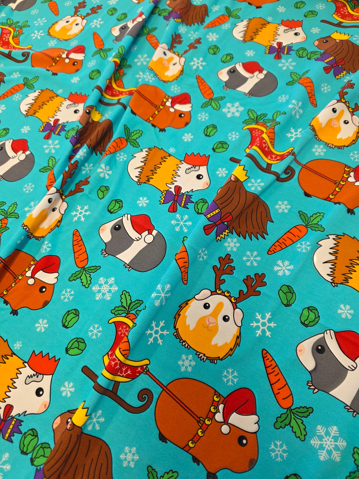 Fabric Mama Christmas Guinea Pigs Organic Cotton Lycra