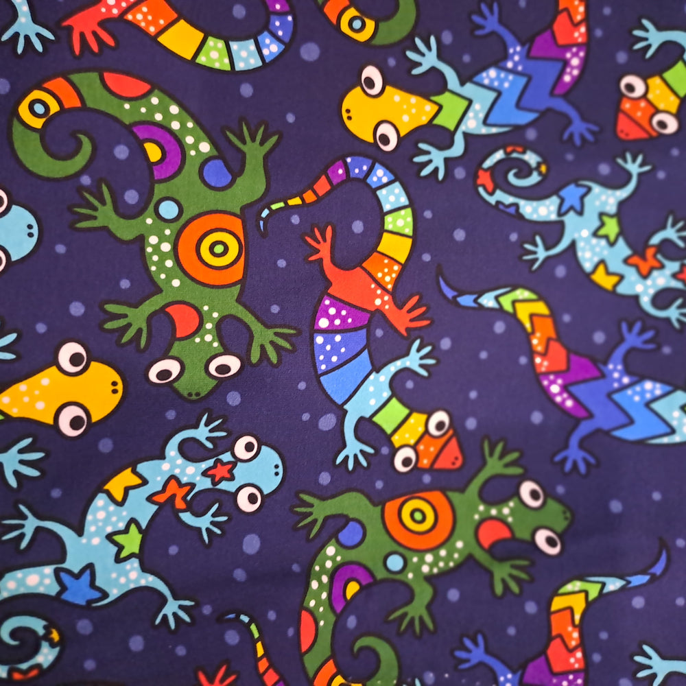 Fabric Mama Geckos 220gsm Cotton Lycra